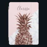 Elegant pretty rose gold pineapple white marble iPad pro cover<br><div class="desc">Modern and cute faux rose gold pineapple,  blush pink and white marble colour block.</div>