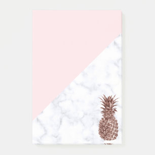Elegant pretty rose gold pineapple white marble post-it notes