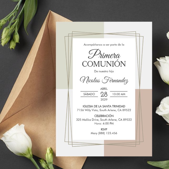 Elegant Primera Comunion Catholic First Communion Invitation (Creator Uploaded)
