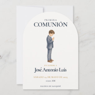 Elegant Primera Comunión Niño Rezando Invitation