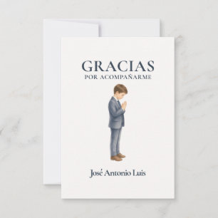 Elegant Primera Comunión Niño Rezando Thank You Card