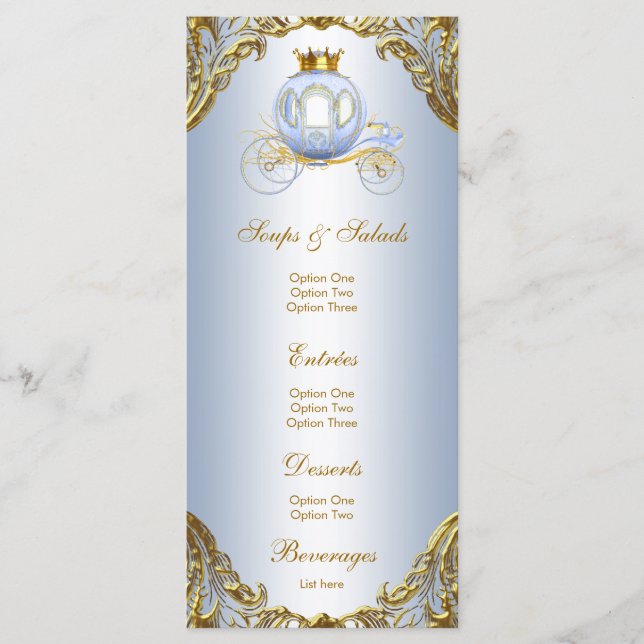Elegant Prince Baby Shower Menu (Front)