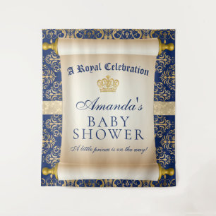 Elegant Prince Baby Shower Vertical Backdrop Tapestry
