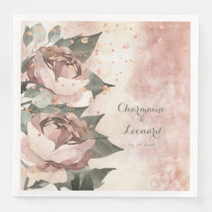 Elegant Prince Jardinier Pink Rose Gold Wedding Napkin