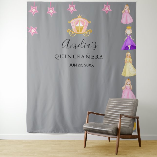Elegant Princess Birthday Celebration Tapestry (In Situ)