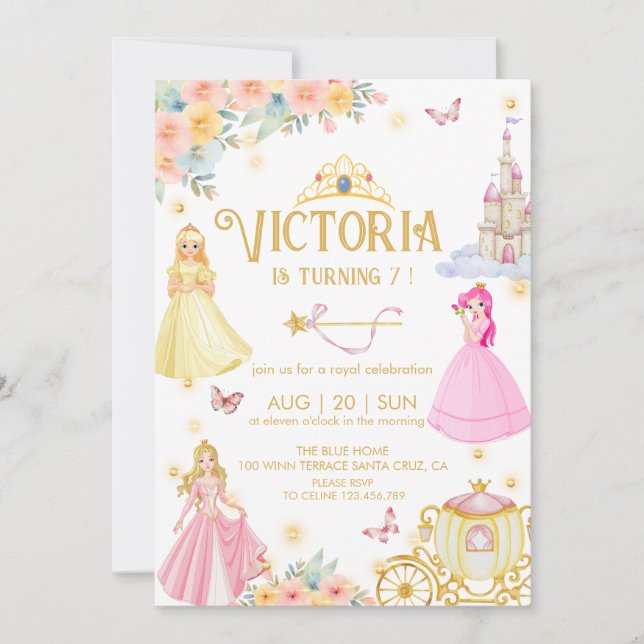 Elegant princess birthday Invitation (Front)