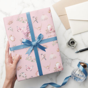 Elegant Princess Blush Pink Floral Wrapping Paper