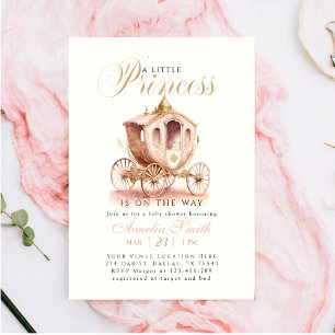 Elegant Princess Carriage pink girl Baby Shower  Invitation