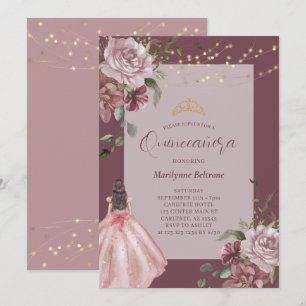 Elegant Princess Floral Quinceañera Invitation
