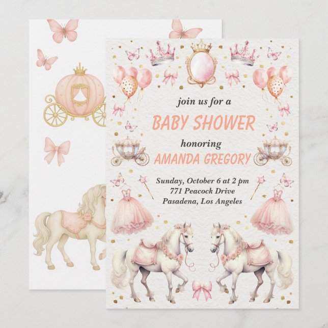 Elegant Princess - Themed Baby Shower Invitation (Front/Back)
