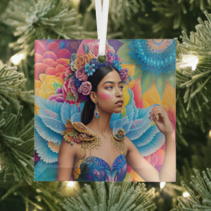 Elegant princess with wings glass tree decoration