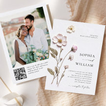 Elegant Print Pressed Pastel Boho Flowers Wedding