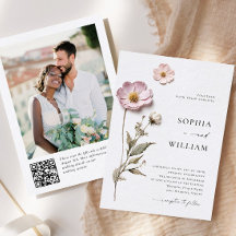 Elegant Print Pressed Pastel Boho Flowers Wedding