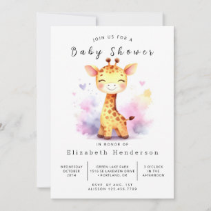 Elegant Printable Giraffe Baby Shower Invitation
