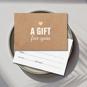 Elegant Printed Kraft Gold Heart Gift Certificate
