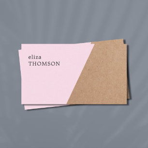 Elegant Printed Kraft Rose Geometric Business Card