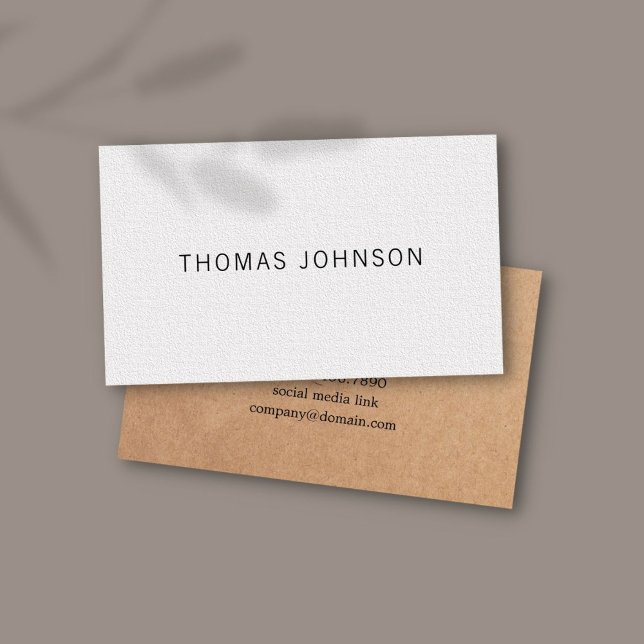 Elegant PRINTED Kraft Textured White Consultant Business Card (Creator Uploaded)