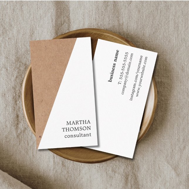 Elegant Printed Kraft White Geometric Consultant Business Card (Creator Uploaded)