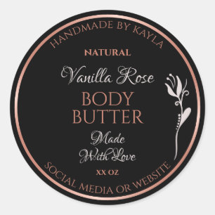 Elegant Product Labels Black with Rose Gold Frame
