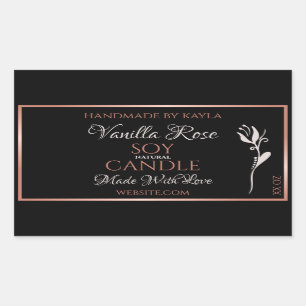 Elegant Product Labels Black with Rose Gold Frame