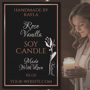 Elegant Product Labels Black with Rose Gold Frame