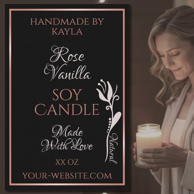 Elegant Product Labels Black with Rose Gold Frame (Creator Uploaded)