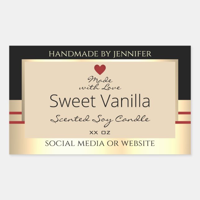 Elegant Product Packaging Labels Black Beige Gold (Front)