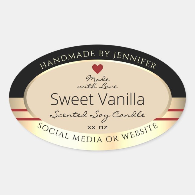 Elegant Product Packaging Labels Black Beige Gold (Front)