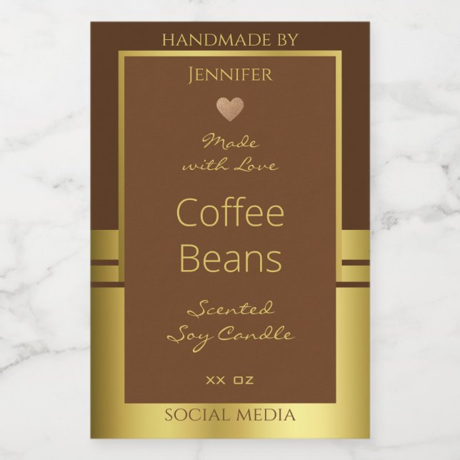 Elegant Product Packaging Labels Brown and Gold (Single Label)