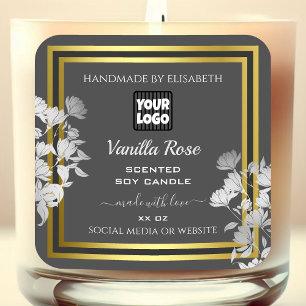 Elegant Product Packaging Labels Grey Gold Floral