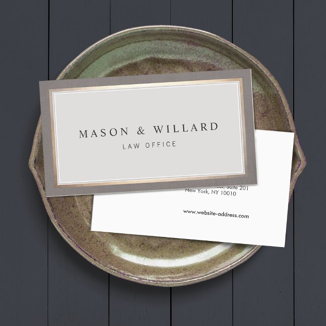 Elegant Professional Attorney Gold Border Business Card (Creator Uploaded)