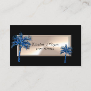 Elegant Professional ,Black, Glitter Palm Tree  Business Card