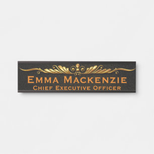 Elegant Professional Black & Gold Office Door Sign