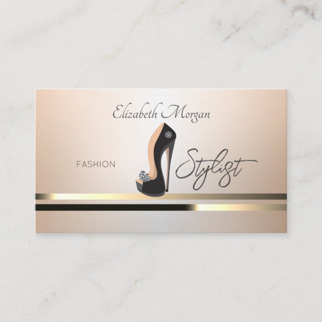 Elegant Professional Black High Heel Business Card (Front)