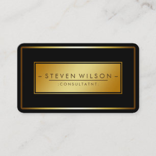 Elegant Professional Black Modern Plain Gold Business Card