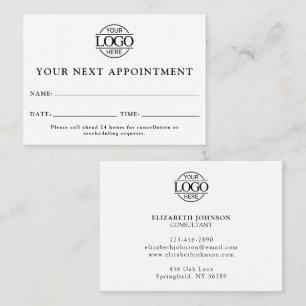 Elegant Professional Black & White Simple Reminder Appointment Card