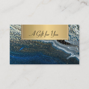 Elegant Professional Blue Marble Gold Confetti  Discount Card