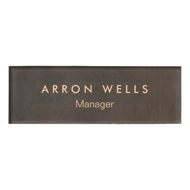 Elegant Professional Brown  Name Tag (Front)