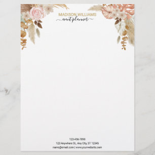 Elegant Professional Business Boho Floral  Custom Letterhead