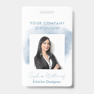 Elegant Professional Business Watercolor Signature ID Badge