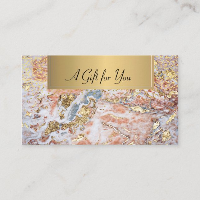 Elegant Professional Colourful Marble Gold Confett Discount Card (Front)