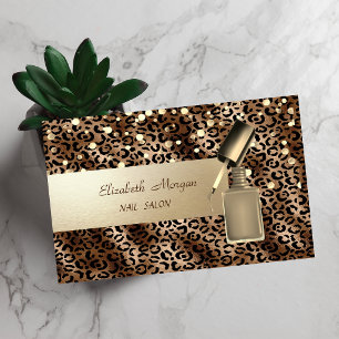 Elegant Professional,Confetti,Nail Polish,Leopard Business Card