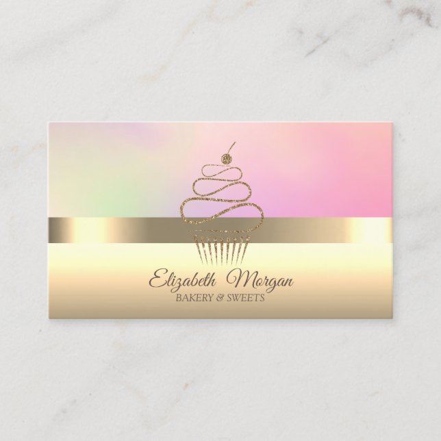 Elegant Professional Cupcake Bakery Business Card (Front)