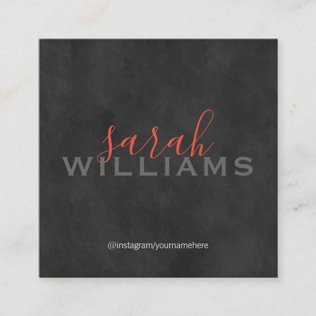 Elegant Professional Cursive / Grey Square Business Card (Front)