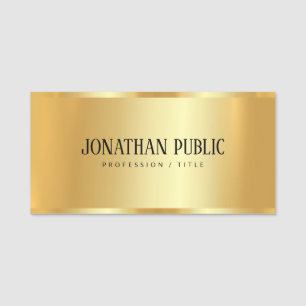 Elegant Professional Custom Faux Gold Template Name Tag