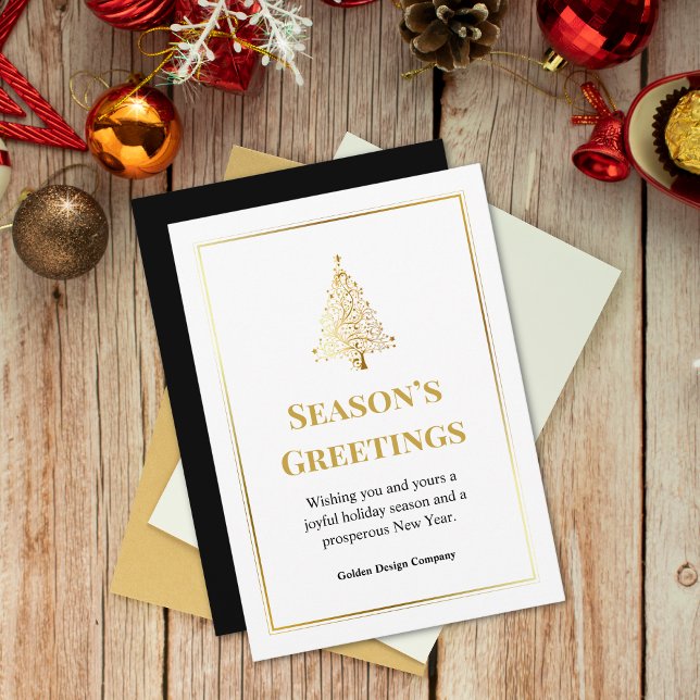 Elegant Professional Custom Logo Black Christmas  Holiday Card (Creator Uploaded)