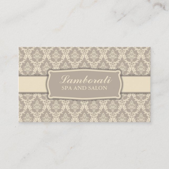 Elegant Professional Damask Interior Decorator Business Card (Front)