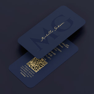 Elegant Professional Dark Navy Modern Monogram  Business Card
