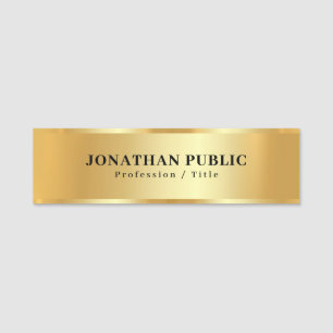 Elegant Professional Design Trendy Glamourous Gold Name Tag