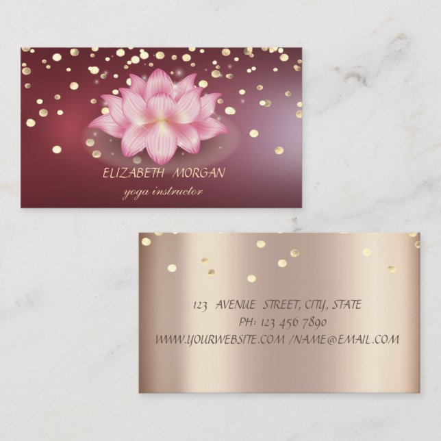 Elegant Professional Diamonds Dark Red Lotus Business Card (Front/Back)